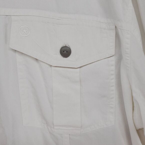 Converse One Star Button Up Shirt Mens XL Ivory Long Sleeve Thick Casual - Picture 6 of 16